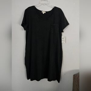 Style & Co Black Mineral Print Tshirt Dress With Pockets Knee Length Summer